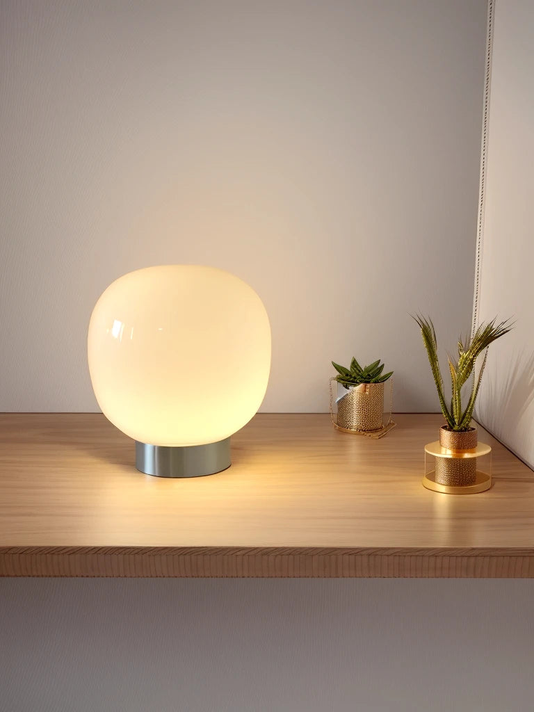 Artisan Macaron Series: Warm Glass Table Light Orbital Soft-Light Glass Desk Lamp