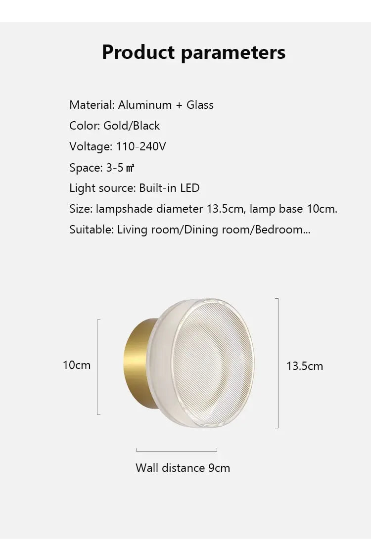 Modern Spanish Glass LED Wall Lamp - Luxury Decorative Sconce