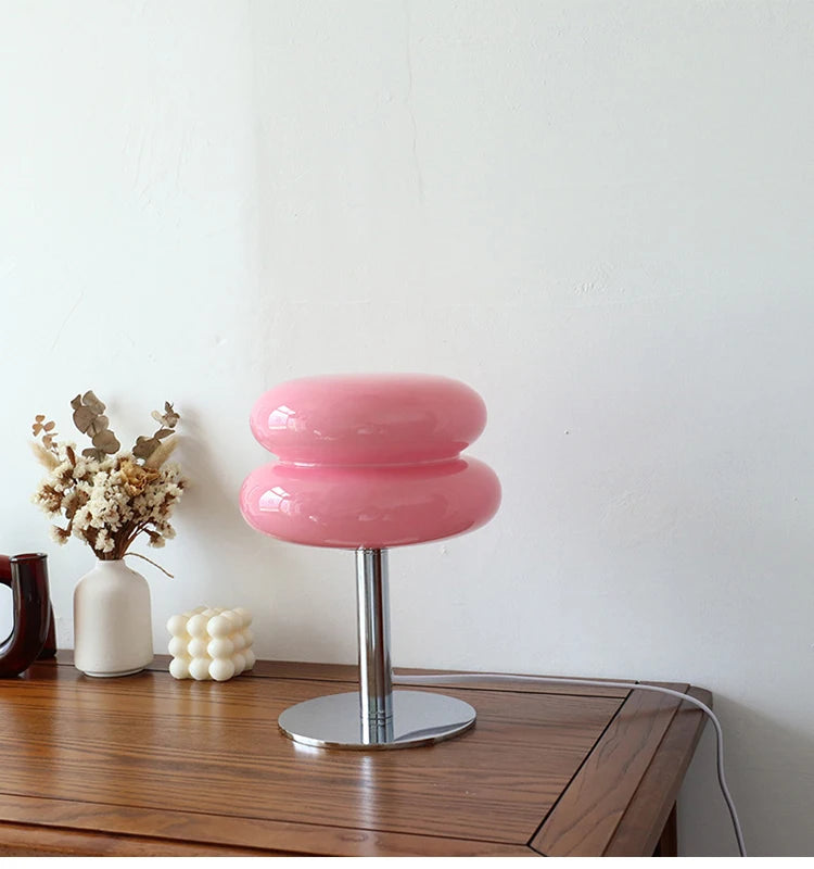 Soft Glow Eye-Care Night Light | Macaron Edition Tri-Tone Harmony: Protective Glass Bedside Lamp