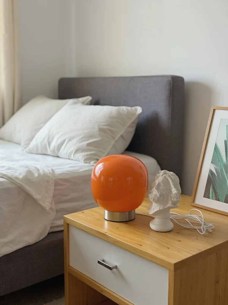 Artisan Macaron Series: Warm Glass Table Light Orbital Soft-Light Glass Desk Lamp