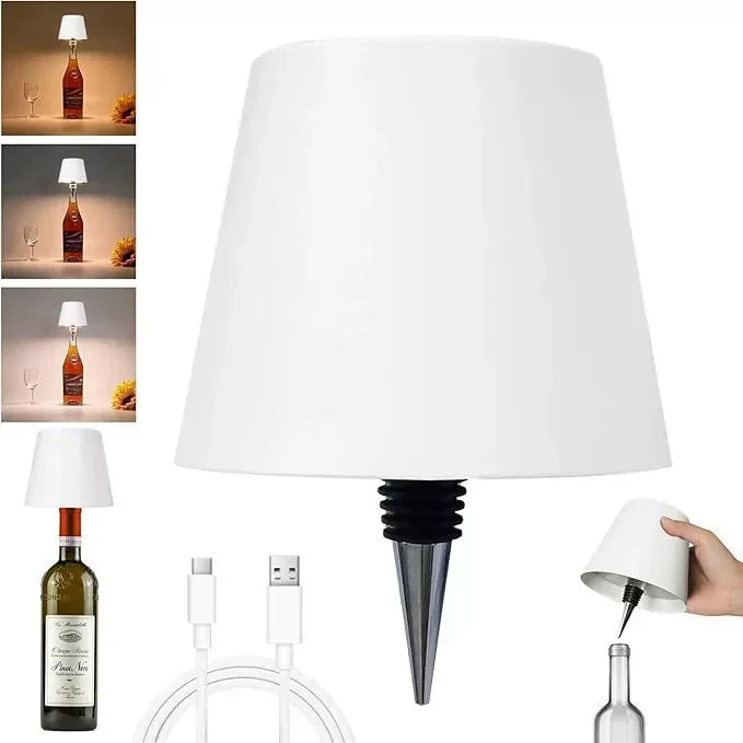 Wireless Bottle Table Lamp - 3-Color Touch Dimming LED