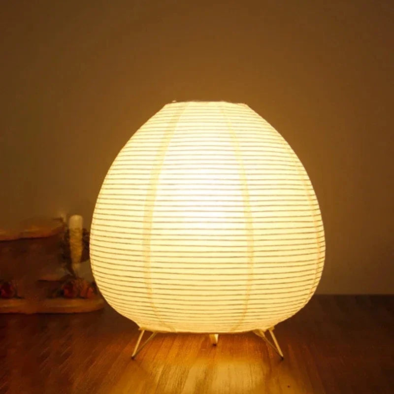 Japanese Rice Paper LED Table Lamp - Modern Lantern Night Light Minimalist Paper Desk Lamp for Living Room & Bedroom Bedside